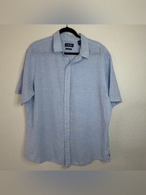 Chaps Linen Cotton Blend Button Up Light Blue Shirt Short Sleeve Men’s Size XXL
